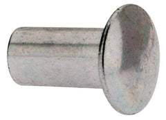 RivetKing - 0.084 to 0.09" Hole Diam, Round Head, Zinc Plated Steel, Semi Tubular Rivet - 7/32 Head Diam, 1/4" Length Under Head, 1/8 Body Diam - Americas Industrial Supply