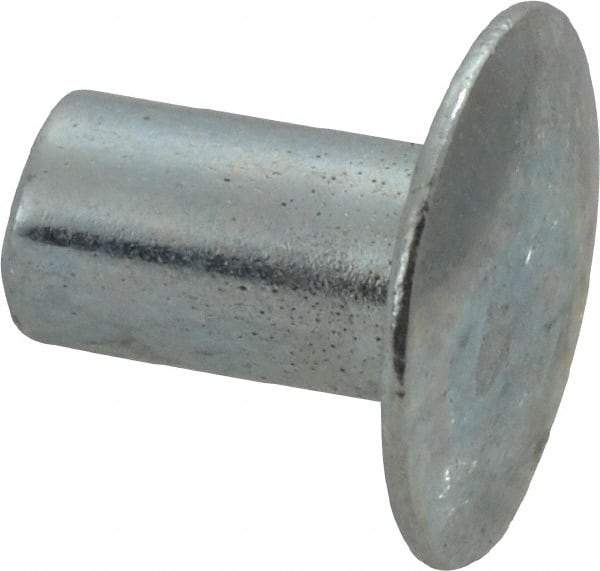 RivetKing - 0.1 to 0.17" Hole Diam, Round Head, Zinc Plated Steel, Semi Tubular Rivet - 5/16 Head Diam, 1/4" Length Under Head, 9/64 Body Diam - Americas Industrial Supply