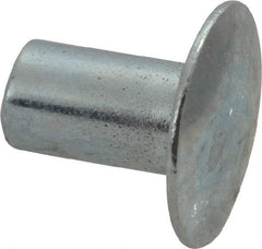 RivetKing - 0.1 to 0.17" Hole Diam, Round Head, Zinc Plated Steel, Semi Tubular Rivet - 5/16 Head Diam, 1/4" Length Under Head, 9/64 Body Diam - Americas Industrial Supply