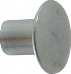 RivetKing - 0.134 to 0.141" Hole Diam, Round Head, Zinc Plated Steel, Semi Tubular Rivet - 3/8 Head Diam, 1/4" Length Under Head, 3/16 Body Diam - Americas Industrial Supply