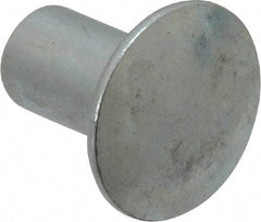 RivetKing - 0.134 to 0.141" Hole Diam, Round Head, Zinc Plated Steel, Semi Tubular Rivet - 3/8 Head Diam, 5/16" Length Under Head, 3/16 Body Diam - Americas Industrial Supply