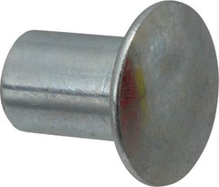 RivetKing - 0.176 to 0.184" Hole Diam, Round Head, Zinc Plated Steel, Semi Tubular Rivet - 7/16 Head Diam, 3/8" Length Under Head, 1/4 Body Diam - Americas Industrial Supply