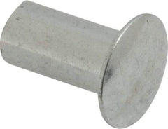 RivetKing - 0.176 to 0.184" Hole Diam, Round Head, Zinc Plated Steel, Semi Tubular Rivet - 7/16 Head Diam, 1/2" Length Under Head, 1/4 Body Diam - Americas Industrial Supply