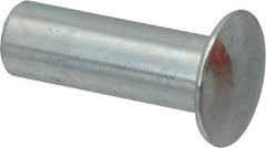 RivetKing - 0.176 to 0.184" Hole Diam, Round Head, Zinc Plated Steel, Semi Tubular Rivet - 7/16 Head Diam, 3/4" Length Under Head, 1/4 Body Diam - Americas Industrial Supply