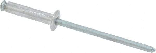 RivetKing - Dome Head Aluminum Peel Blind Rivet - Steel Mandrel, 1/8" to 0.354" Grip, 0.255" Head Diam, 0.129" Max Hole Diam, 0.551 to 0.590" Length Under Head, 1/8" Body Diam - Americas Industrial Supply