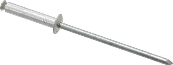 RivetKing - Dome Head Aluminum Peel Blind Rivet - Steel Mandrel, 1/8" to 0.433" Grip, 0.255" Head Diam, 0.129" Max Hole Diam, 0.630 to 0.669" Length Under Head, 1/8" Body Diam - Americas Industrial Supply