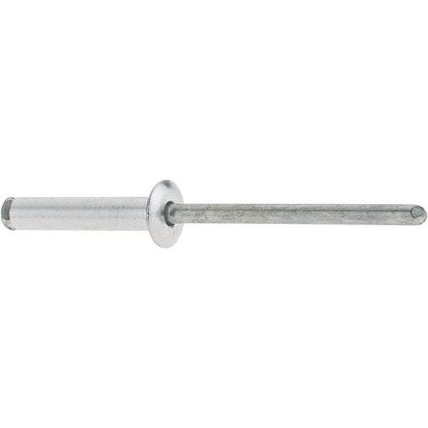 RivetKing - Dome Head Aluminum Peel Blind Rivet - Steel Mandrel, 0.188" to 0.748" Grip, 3/8" Head Diam, 0.196" Max Hole Diam, 0.945 to 0.984" Length Under Head, 3/16" Body Diam - Americas Industrial Supply