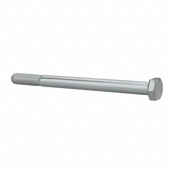 Made in North America - 5/16-18 UNC, 4-1/4" Length Under Head Hex Head Cap Screw - Partially Threaded, Grade 5 Steel, Zinc-Plated Finish, 1/2" Hex - Americas Industrial Supply