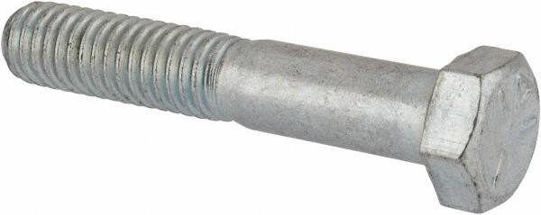 Made in North America - 3/8-16 UNC, 2-1/8" Length Under Head Hex Head Cap Screw - Partially Threaded, Grade 5 Steel, Zinc-Plated Finish, 9/16" Hex - Americas Industrial Supply