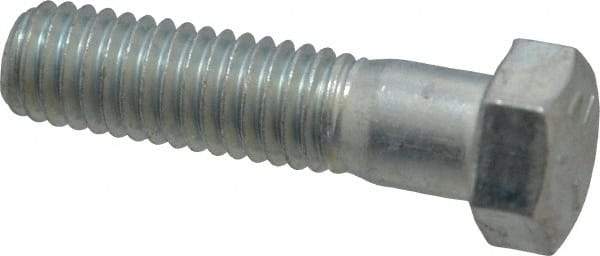 Made in USA - 7/16-14 UNC, 1-3/4" Length Under Head Hex Head Cap Screw - Partially Threaded, Grade 5 Steel, Zinc-Plated Finish, 5/8" Hex - Americas Industrial Supply