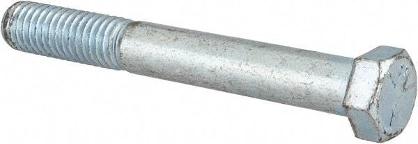 Made in USA - 7/16-14 UNC, 3-1/2" Length Under Head Hex Head Cap Screw - Partially Threaded, Grade 5 Steel, Zinc-Plated Finish, 5/8" Hex - Americas Industrial Supply