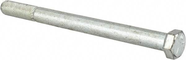 Made in USA - 7/16-20 UNF, 5-1/2" Length Under Head Hex Head Cap Screw - Partially Threaded, Grade 5 Steel, Zinc-Plated Finish, 5/8" Hex - Americas Industrial Supply