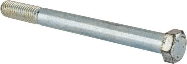 Made in USA - 9/16-12 UNC, 6" Length Under Head Hex Head Cap Screw - Partially Threaded, Grade 5 Steel, Zinc-Plated Finish, 13/16" Hex - Americas Industrial Supply