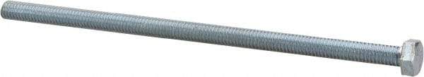 Made in North America - 3/8-16 UNC, 7-1/2" Length Under Head Hex Head Cap Screw - Fully Threaded, Grade 5 Steel, Zinc-Plated Finish, 9/16" Hex - Americas Industrial Supply