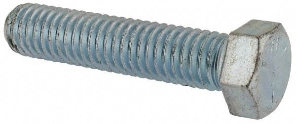 Made in USA - 7/16-14 UNC, 2" Length Under Head Hex Head Cap Screw - Fully Threaded, Grade 5 Steel, Zinc-Plated Finish, 5/8" Hex - Americas Industrial Supply