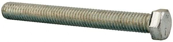 Made in USA - 7/16-14 UNC, 4" Length Under Head Hex Head Cap Screw - Fully Threaded, Grade 5 Steel, Zinc-Plated Finish, 5/8" Hex - Americas Industrial Supply