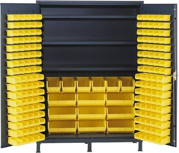 Valley Craft - 3 Shelf 185 Bin Storage Cabinet - Steel, 60" Wide x 24" Deep x 84" High, Gray - Americas Industrial Supply