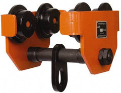 Value Collection - 2 Ton Capacity Wide Range Ball Bearing Trolley - 3-5/32" to 6-39/64" Flange Width, 3" Wheel Diam, 6" to 24" I-Beam, 59" Min Radius - Americas Industrial Supply