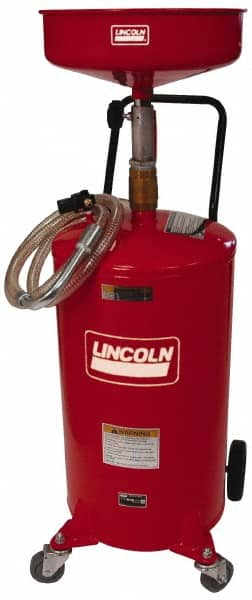 Lincoln - 18 Gal Pressurized Evacuation Drain Container with Casters - Red with 14" Bowl, 40" Long Hose - Americas Industrial Supply