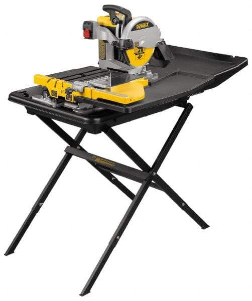 DeWALT - 10" Blade Diam, Tile Saw - 4,200 RPM, 34" Table Depth x 26" Table Width, 120 Volts, 15 Amps - Americas Industrial Supply