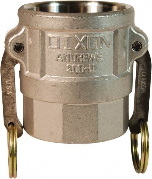 Dixon Valve & Coupling - 2-1/2" Stainless Steel Cam & Groove Suction & Discharge Hose Female Coupler Female NPT Thread - Part D, 2-1/2" Thread, 150 Max psi - Americas Industrial Supply