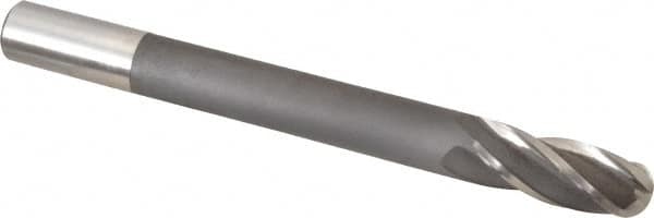 Hertel - 1" Diam, 2-1/2" LOC, 4 Flute High Speed Steel Ball End Mill - Uncoated, Single End, 10-1/4" OAL, 1" Shank Diam - Americas Industrial Supply