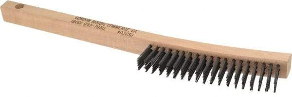 Gordon Brush - 3 Rows x 19 Columns Steel Scratch Brush - 13-3/4" OAL, 1-1/8" Trim Length, Wood Curved Handle - Americas Industrial Supply