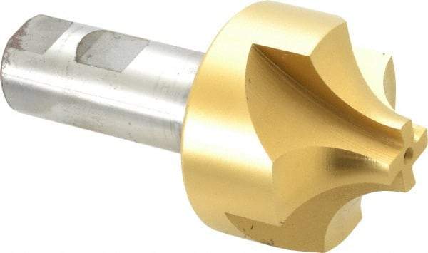 Hertel - 3/4" Radius, 2-1/4" Mill Diam, 4 Flute High Speed Steel Corner Rounding End Mill - Single End, TiN Finish, 4-5/16" OAL, 1" Shank Diam - Americas Industrial Supply