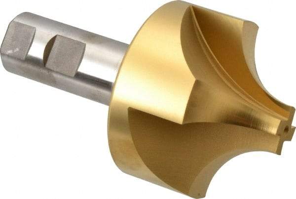 Hertel - 1" Radius, 2-3/4" Mill Diam, 4 Flute High Speed Steel Corner Rounding End Mill - Single End, TiN Finish, 4-3/4" OAL, 1" Shank Diam - Americas Industrial Supply