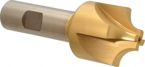 Hertel - 7/16" Radius, 1-3/8" Mill Diam, 4 Flute High Speed Steel Corner Rounding End Mill - Single End, TiN Finish, 3-3/4" OAL, 3/4" Shank Diam - Americas Industrial Supply