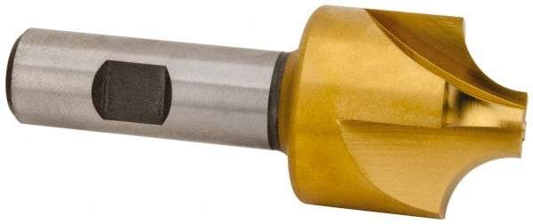 Hertel - 1/2" Radius, 1-1/2" Mill Diam, 4 Flute High Speed Steel Corner Rounding End Mill - Single End, TiN Finish, 3-7/8" OAL, 3/4" Shank Diam - Americas Industrial Supply