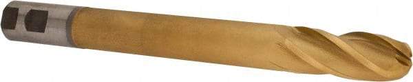 Hertel - 1" Diam, 2-1/2" LOC, 4 Flute High Speed Steel Ball End Mill - TiN Finish, Single End, 10-1/4" OAL, 1" Shank Diam - Americas Industrial Supply