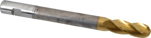 Hertel - 3/4" Diam, 2" LOC, 4 Flute High Speed Steel Ball End Mill - TiN Finish, Single End, 8-1/4" OAL, 3/4" Shank Diam - Americas Industrial Supply