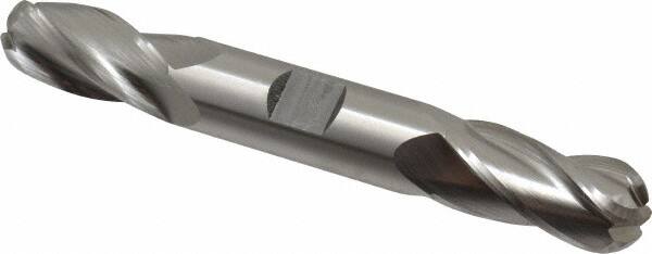 Hertel - 3/4" Diam, 1-5/8" LOC, 4 Flute High Speed Steel Ball End Mill - Uncoated, Double End, 5-5/8" OAL, 3/4" Shank Diam - Americas Industrial Supply