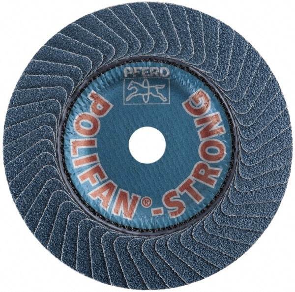 PFERD - 36 Grit, 4-1/2" Disc Diam, 5/8-11 Center Hole, Type 29 Zirconia Alumina Flap Disc - 13,300 Max RPM, Fiberglass Backing, Arbor Attaching System, Coated - Americas Industrial Supply