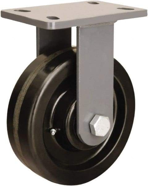 Hamilton - 8" Diam x 2-1/2" Wide x 10-1/4" OAH Top Plate Mount Rigid Caster - Phenolic, 2,000 Lb Capacity, Tapered Roller Bearing, 5 x 7" Plate - Americas Industrial Supply