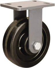 Hamilton - 8" Diam x 2-1/2" Wide x 10-1/4" OAH Top Plate Mount Rigid Caster - Phenolic, 2,000 Lb Capacity, Straight Roller Bearing, 5 x 7" Plate - Americas Industrial Supply