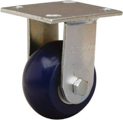 Hamilton - 4" Diam x 2" Wide x 5-5/8" OAH Top Plate Mount Rigid Caster - Polyurethane on Aluminum, 300 Lb Capacity, Sealed Precision Ball Bearing, 4 x 4-1/2" Plate - Americas Industrial Supply