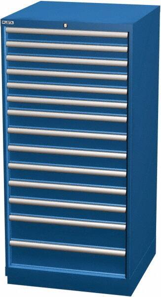LISTA - 14 Drawer, Modular Storage Cabinet - Steel, 28-1/4" Wide x 28-1/2" Deep x 59-1/2" High, Blue - Americas Industrial Supply
