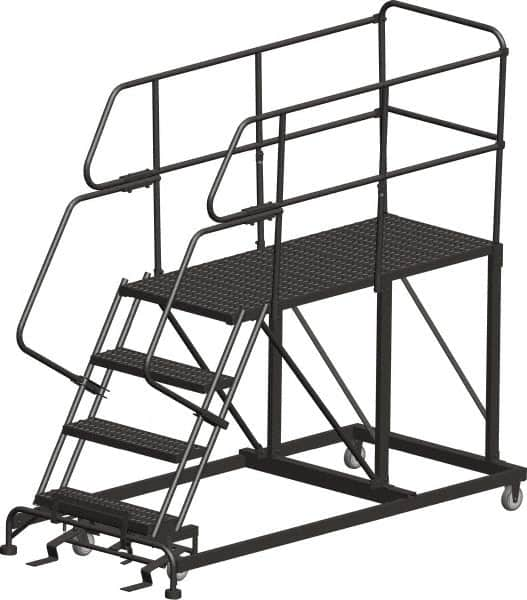 Ballymore - 68" 3 Step Single Entry Work Platform - Rolling Work Platform, 800 Lb Capacity, 30" Platform Height, 33" Base Width x 48" Base Depth, Heavy-Duty Serrated Grating - Americas Industrial Supply