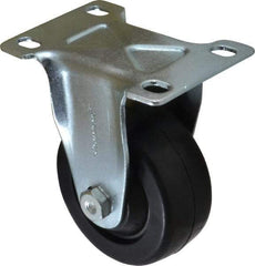 Shepherd - 3" Diam x 1-1/4" Wide x 4-1/4" OAH Top Plate Mount Rigid Caster - Soft Rubber, 150 Lb Capacity, Nylon Bearing, 2-5/8 x 3-3/4" Plate - Americas Industrial Supply