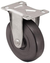 Shepherd - 5" Diam x 1-1/4" Wide x 6-1/4" OAH Top Plate Mount Rigid Caster - Hard Rubber, 280 Lb Capacity, Nylon Bearing, 2-5/8 x 3-3/4" Plate - Americas Industrial Supply