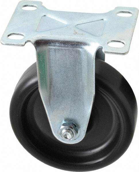 Shepherd - 4" Diam x 1-1/4" Wide x 5-1/4" OAH Top Plate Mount Rigid Caster - Polyolefin, 275 Lb Capacity, Plain Bearing, 2-5/8 x 3-3/4" Plate - Americas Industrial Supply