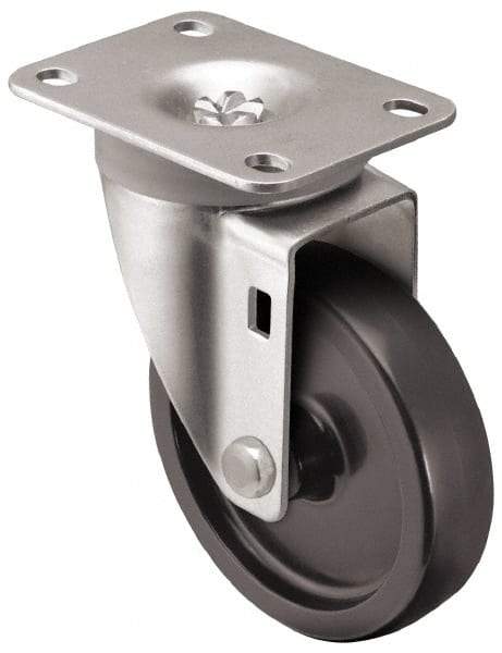 Shepherd - 5" Diam x 1-1/4" Wide x 6-1/4" OAH Top Plate Mount Swivel Caster - Polyolefin, 300 Lb Capacity, Plain Bearing, 2-5/8 x 3-3/4" Plate - Americas Industrial Supply