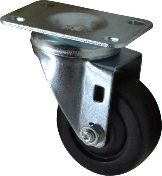 Shepherd - 3" Diam x 1-1/4" Wide x 4-1/4" OAH Top Plate Mount Swivel Caster - Soft Rubber, 150 Lb Capacity, Nylon Bearing, 2-5/8 x 3-3/4" Plate - Americas Industrial Supply