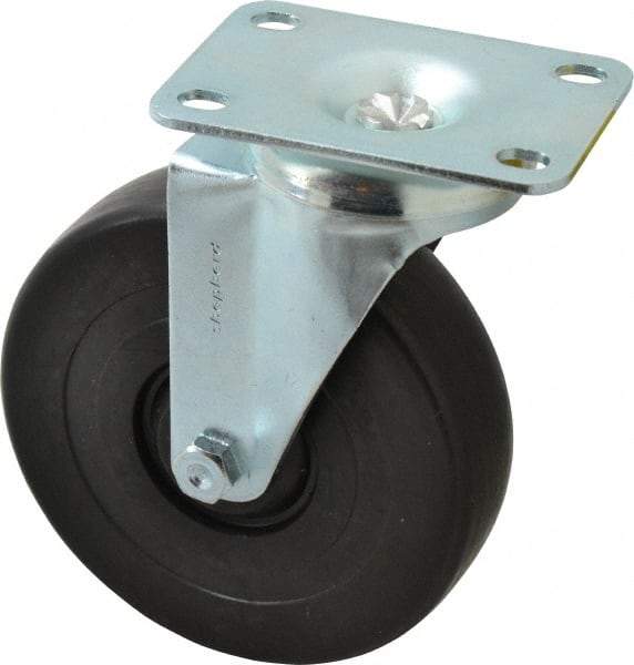 Shepherd - 5" Diam x 1-1/4" Wide x 6-1/4" OAH Top Plate Mount Swivel Caster - Polyolefin, 280 Lb Capacity, Nylon Bearing, 2-5/8 x 3-3/4" Plate - Americas Industrial Supply
