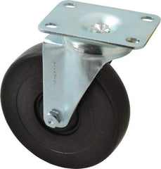 Shepherd - 5" Diam x 1-1/4" Wide x 6-1/4" OAH Top Plate Mount Swivel Caster - Polyolefin, 280 Lb Capacity, Nylon Bearing, 2-5/8 x 3-3/4" Plate - Americas Industrial Supply