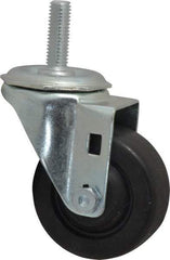 Shepherd - 3" Diam x 1-1/4" Wide x 4-1/8" OAH Stem Mount Swivel Caster - Hard Rubber, 250 Lb Capacity, Nylon Bearing, 1/2-13 x 1" Threaded Stem - Americas Industrial Supply