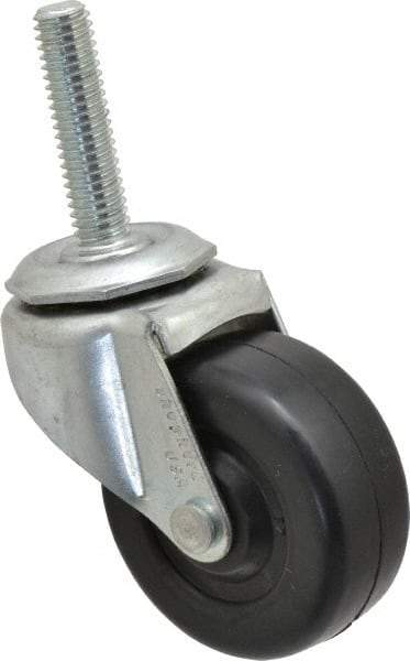Shepherd - 2" Diam x 13/16" Wide x 2-5/8" OAH Stem Mount Swivel Caster - Soft Rubber, 80 Lb Capacity, Nylon Bearing, 3/8-16 x 1-1/2" Threaded Stem - Americas Industrial Supply