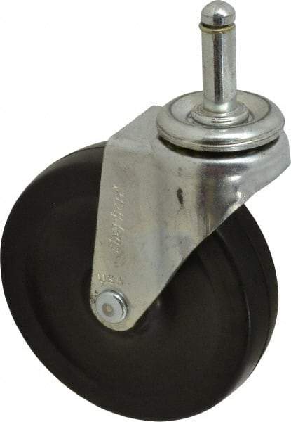 Shepherd - 4" Diam x 15/16" Wide x 4-3/4" OAH Stem Mount Swivel Caster - Soft Rubber, 125 Lb Capacity, Nylon Bearing, 7/16 x 1-7/16" Friction Stem - Americas Industrial Supply